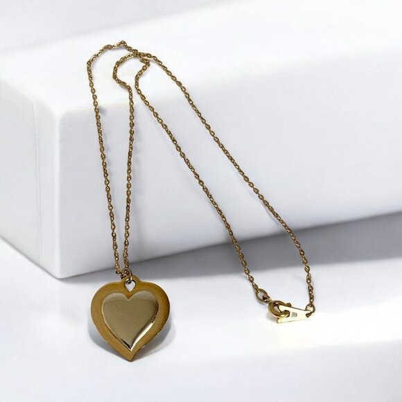 Vintage Artistry Heart Two Tone Pendant Signed - Picture 2 of 5